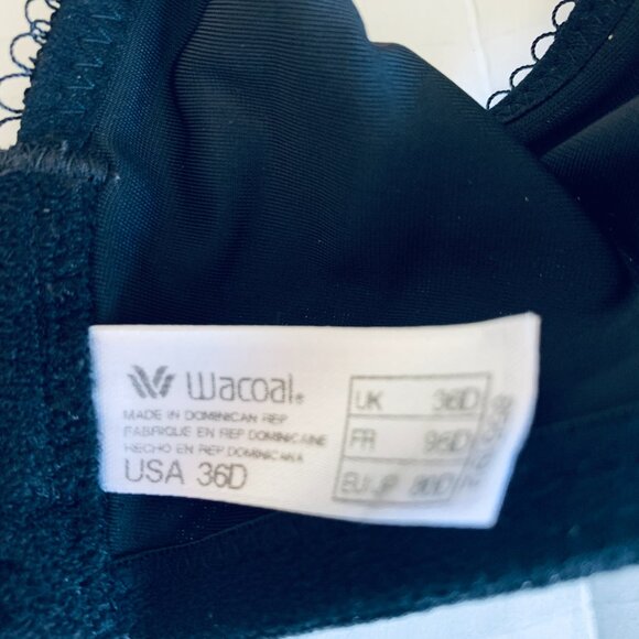 BRA WACOAL Underwire No Padding Black Adjustable Straps 36D - Picture 5 of 6